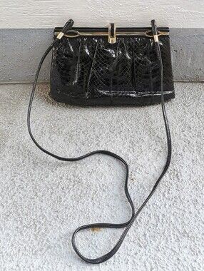 Vintage Genuine Snakeskin Black Bag